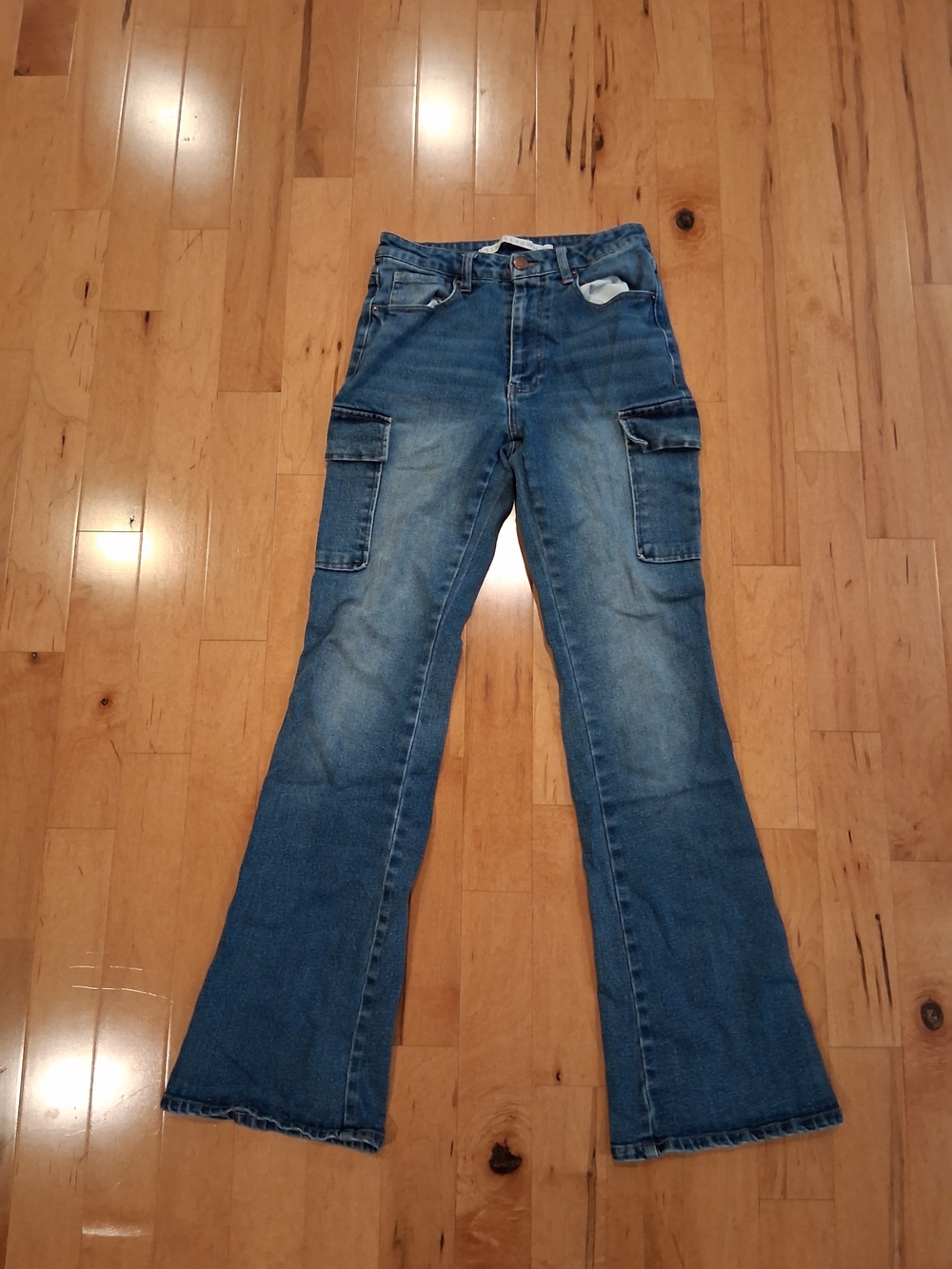 Tinseltown Blue Flare Cargo Jeans